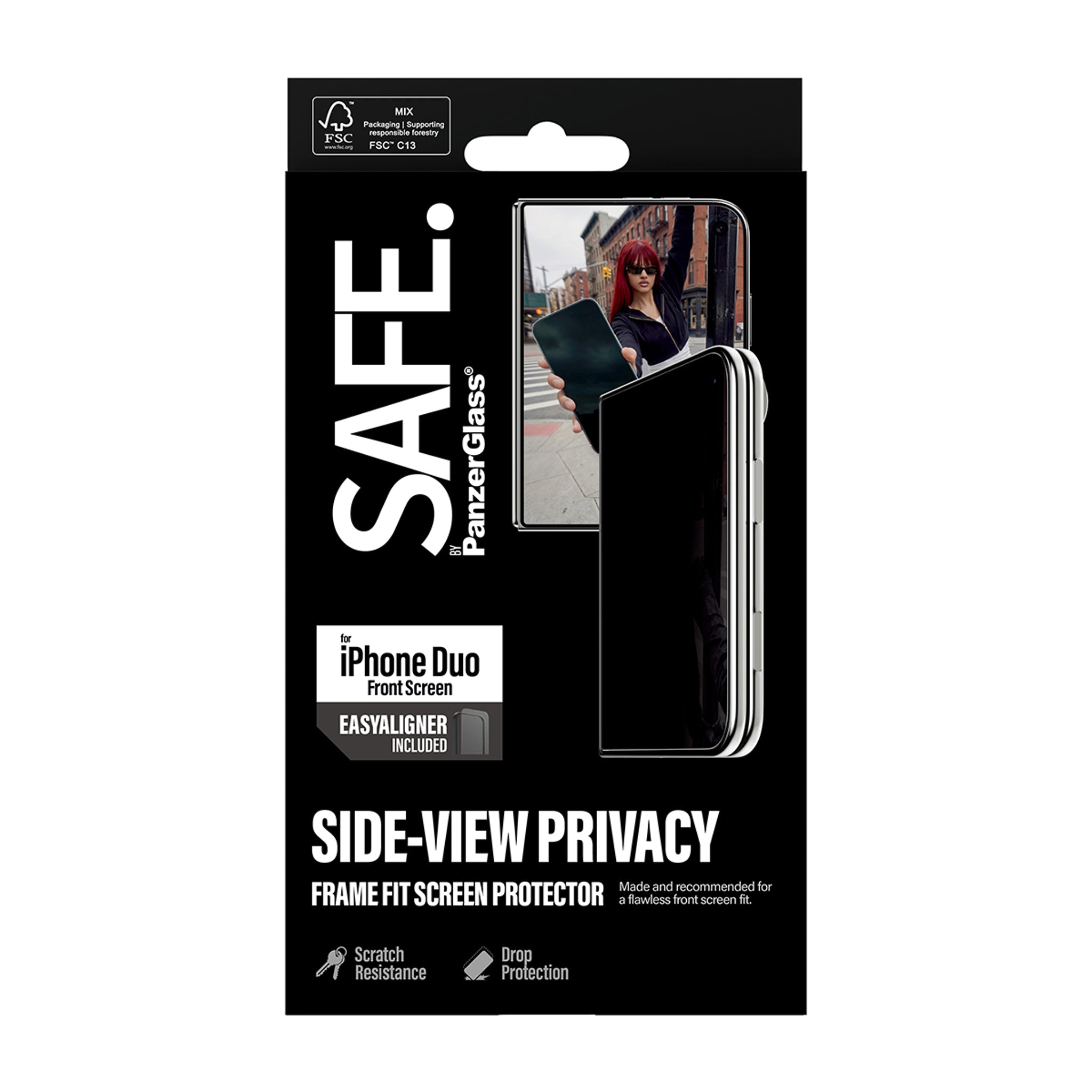SAFE. by PanzerGlass® 2-Way Privacy Front Screen Protector iPhone Duo | FRAME FIT w. EasyAligner